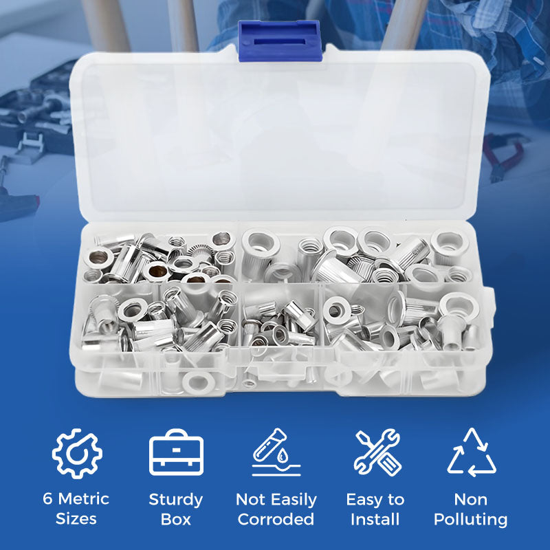 Carvallo - Platt huvud gängad mutter nitar mutter uppsättning Carvallo