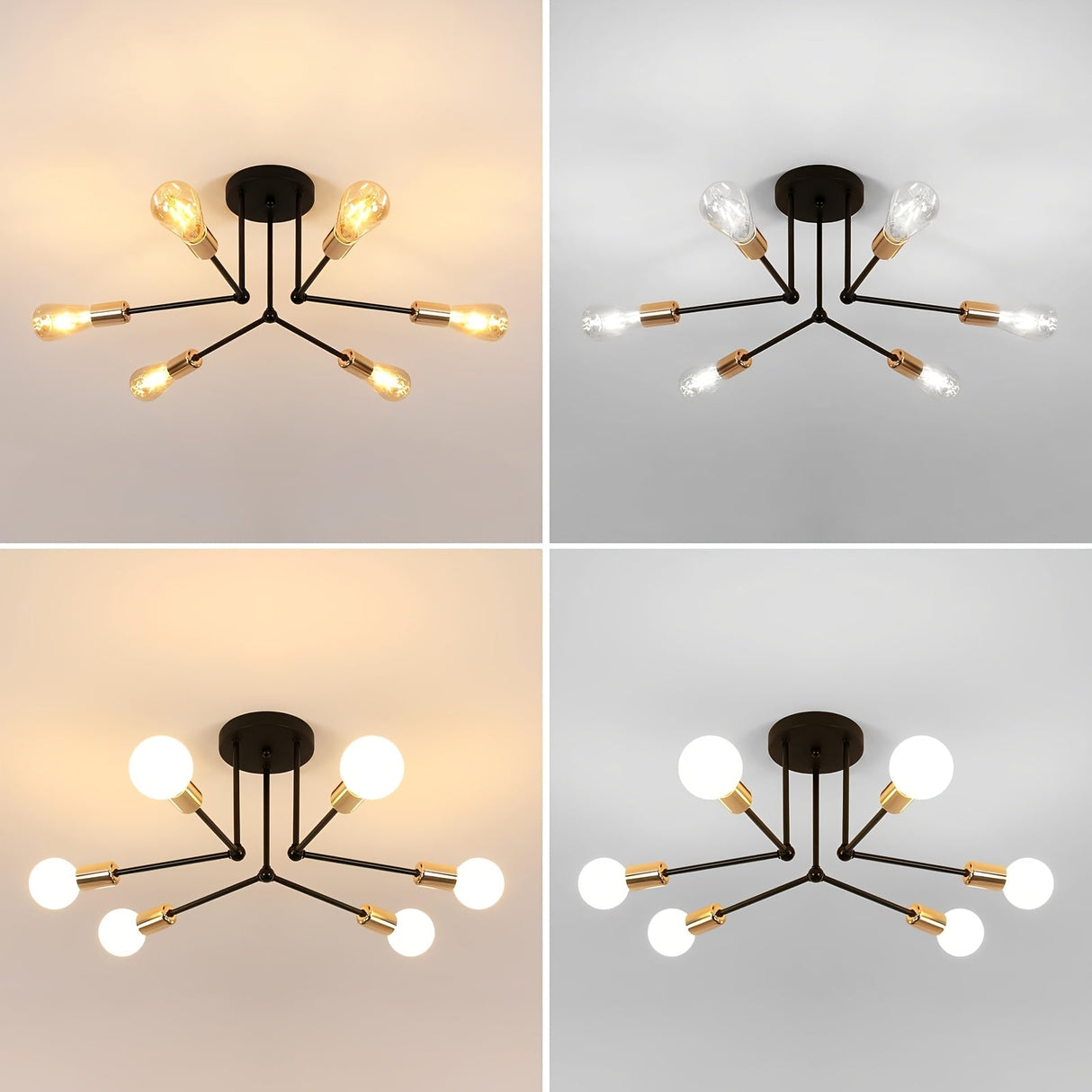 RetroLampa - Industriell 6-armad Taklampa Carvallo