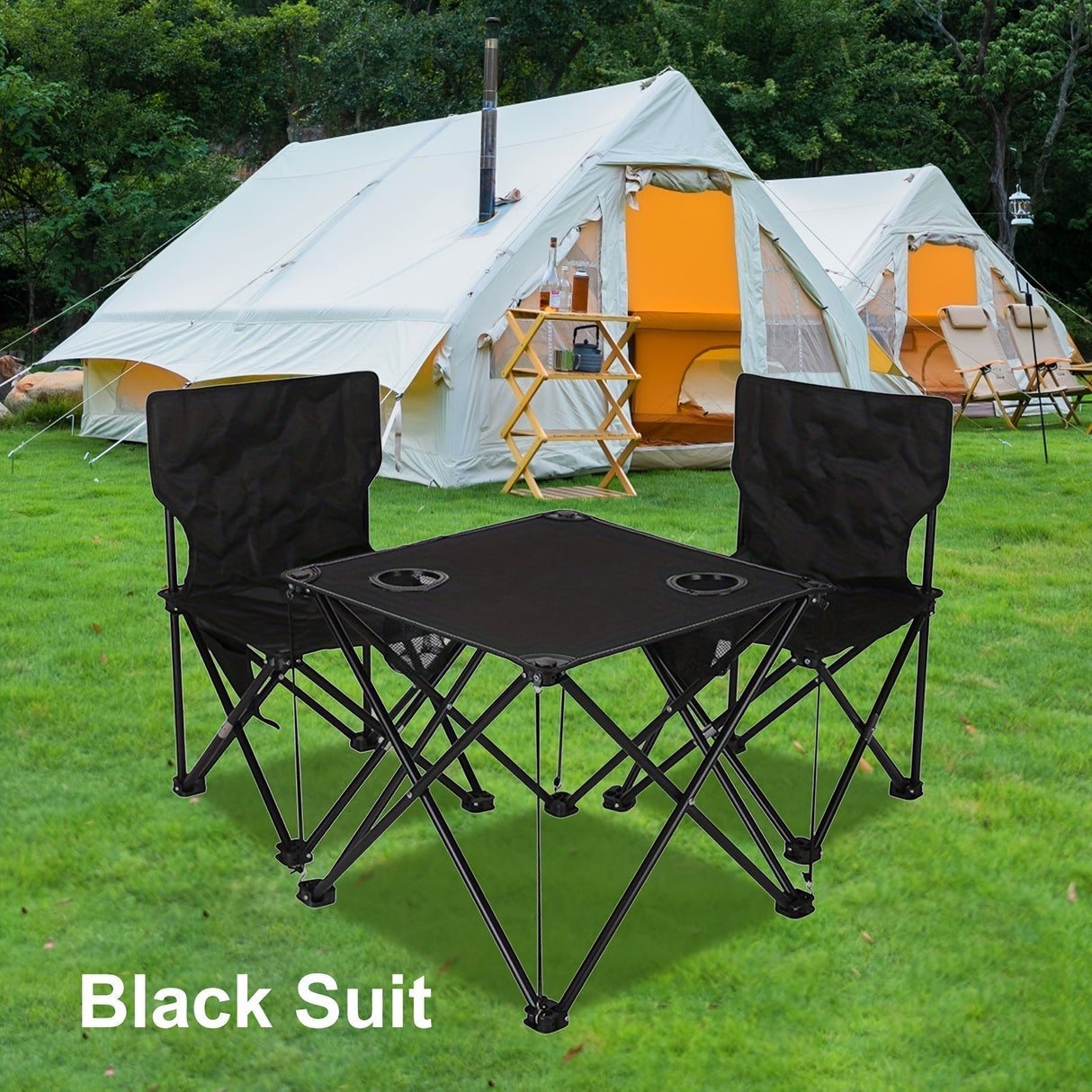 Carvallo Trädgårdssittgrupp Campafleur | 2 Stolar & 1 Bord | Blommönster | Bärbar & Väderbeständig Carvallo