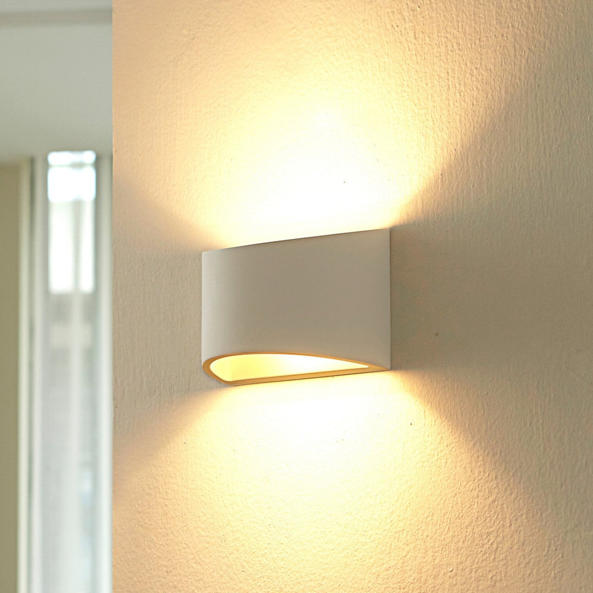 Vägglampa Vit Gips Upplight Downlight Armatur Carvallo