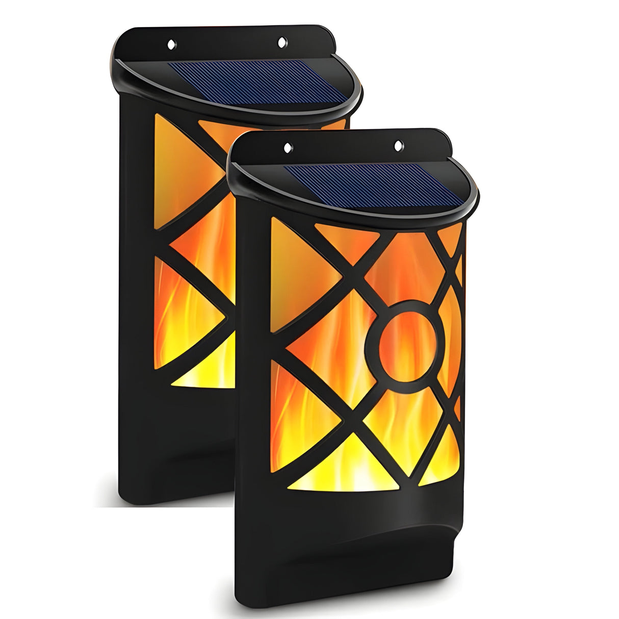 FlameGlow Lights - 2 sty utomhusbelysning solcellsdrivna LED-vägglampa Carvallo