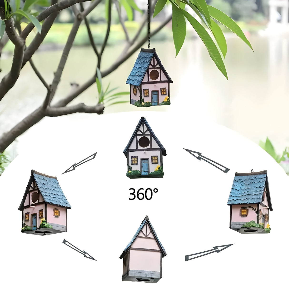 NestHaven Bo Nest - Rustik Trädgårds Hängande Fågelhus Carvallo