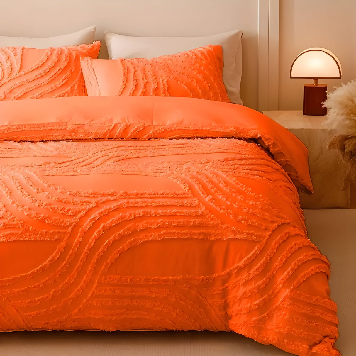 PureHaven Duvet-set - 3 delar Lyxig Randig Klippt Sängöverdrag Carvallo