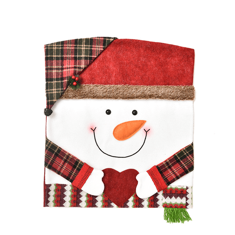 3x Juldekorerande Stolsöverdrag för Ryggstödet 48x54cm - Jultomte, Snögubbe, Ren-Jul-BB-Hemnix