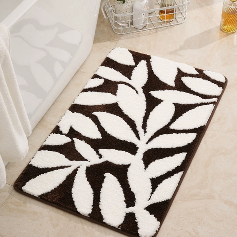 Zyphire Leaf Pattern Bath Mat Carvallo