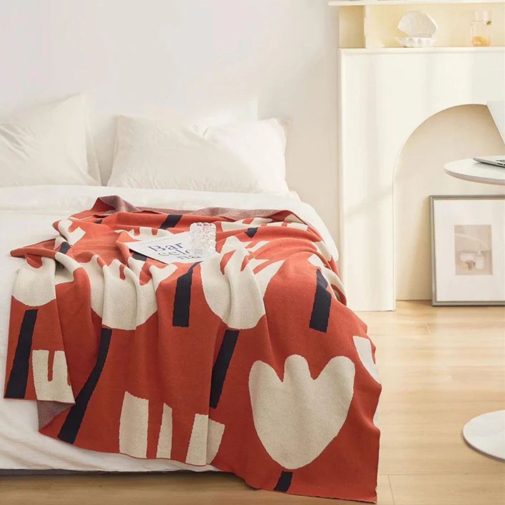 Vår Tulpan Blommig Stickad Filt Carvallo