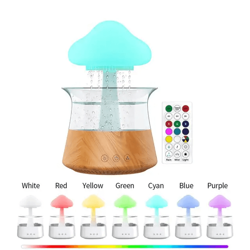 Luftfuktare & Luftrenare i Svamp design Aromadiffuser-Personligt-BB-Träfärg + Fjärrkontroll-300 ml-Hemnix