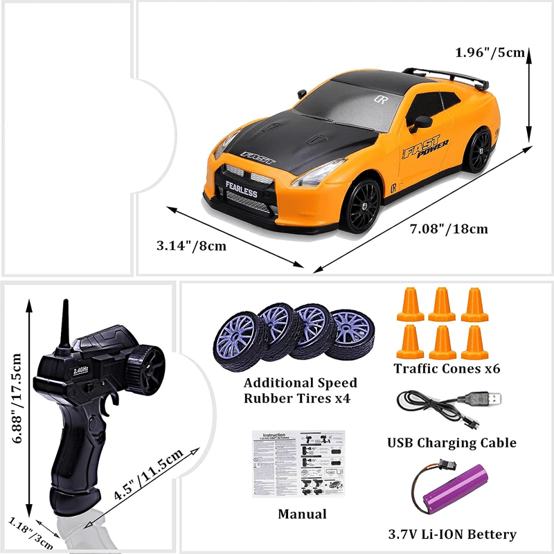 1:24 RC Drift Bil med Fyrhjulsdrift – 15km/h Hög Hastighet och Dynamisk Racing-Radiostyrt-BB-Hemnix