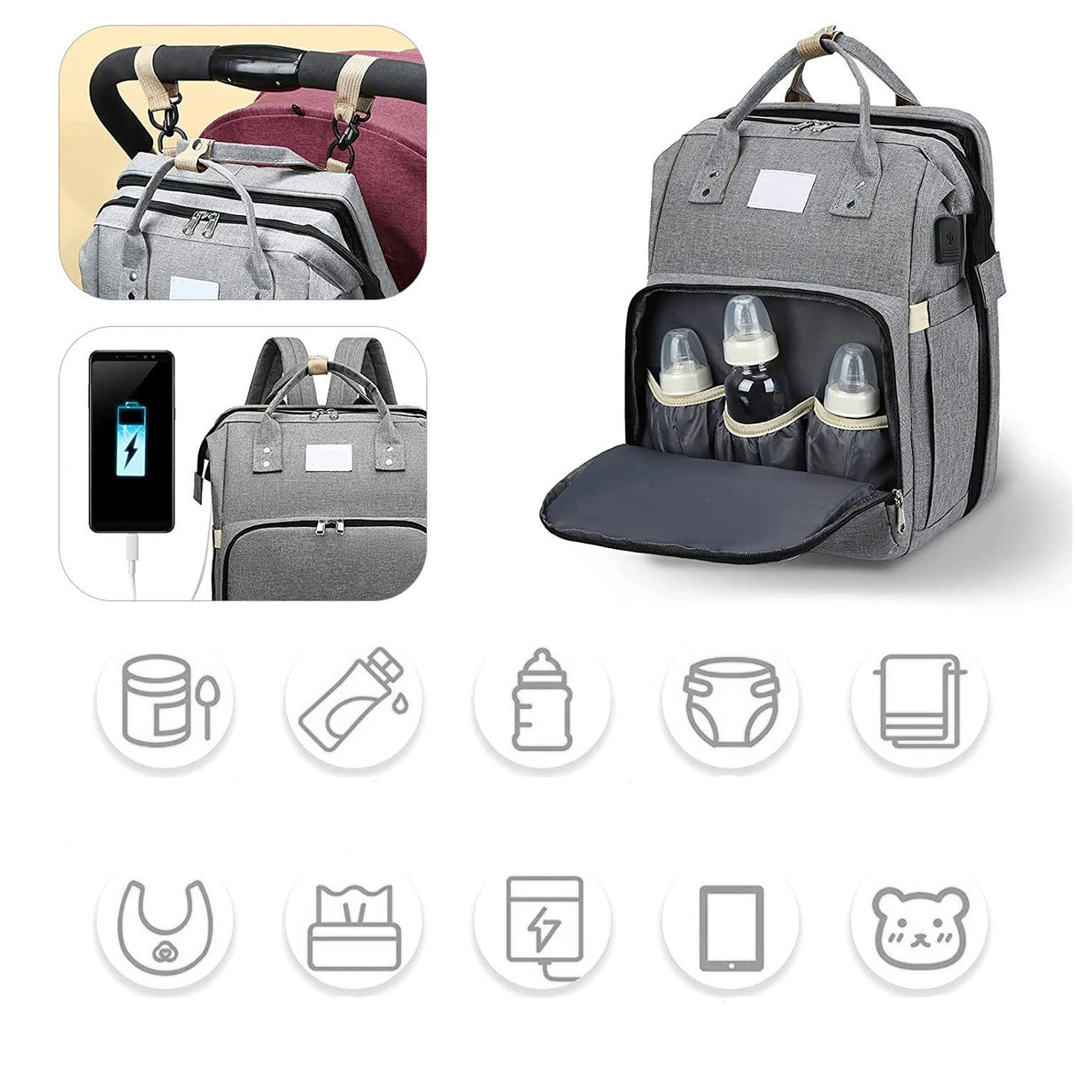 2-i-1 Skötväska med Resesäng-Barn-BB-Hemnix