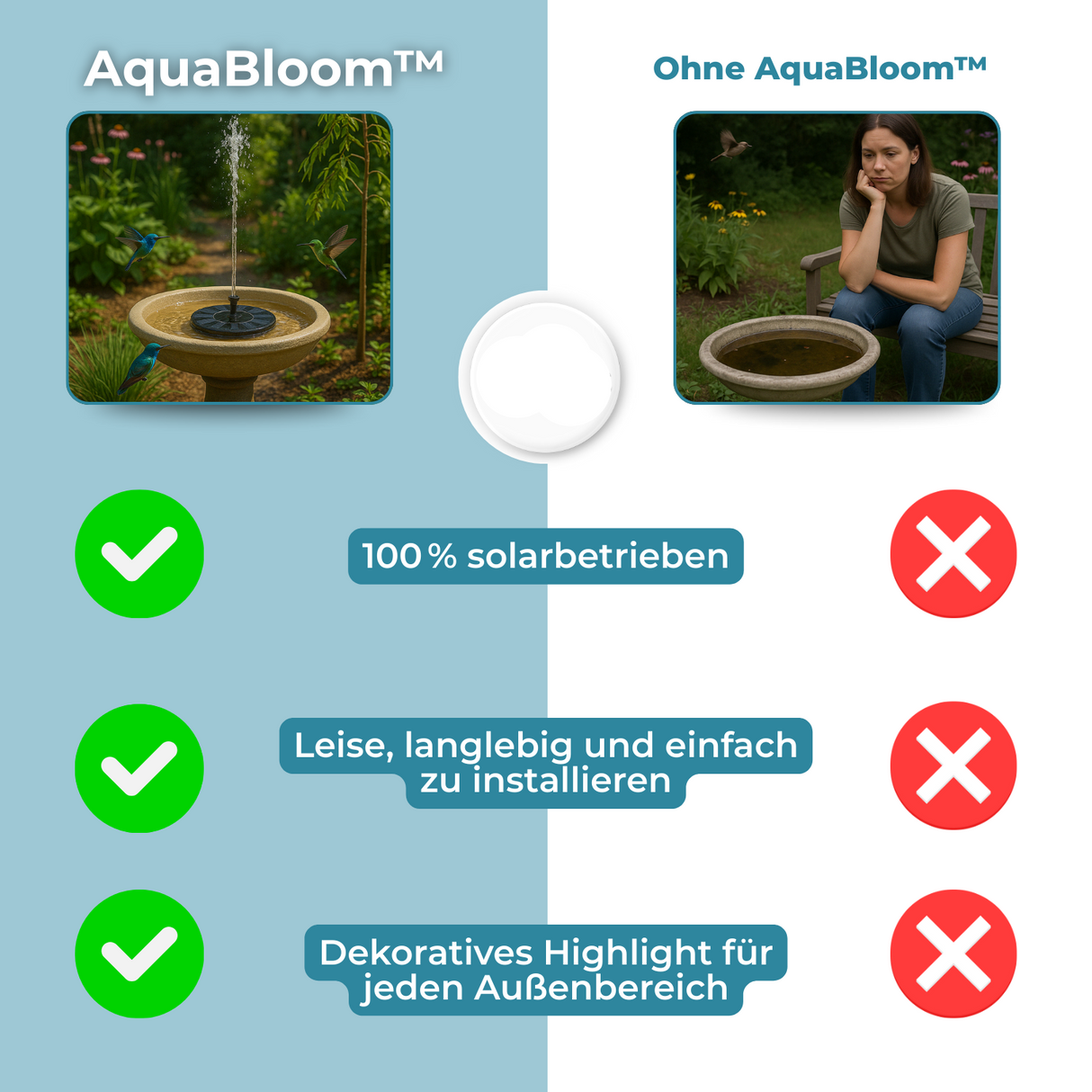 AquaBloom™ – Solart fontän för lugn och elegans i trädgården Carvallo