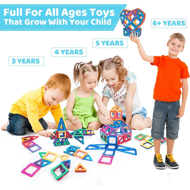 Magnetiska Byggklossar - Montessori Magnetset för Kreativ Lek, Konstruktion och Lärande, Perfekta Pedagogiska Leksaker för Barn-Byggsats-BB-Hemnix
