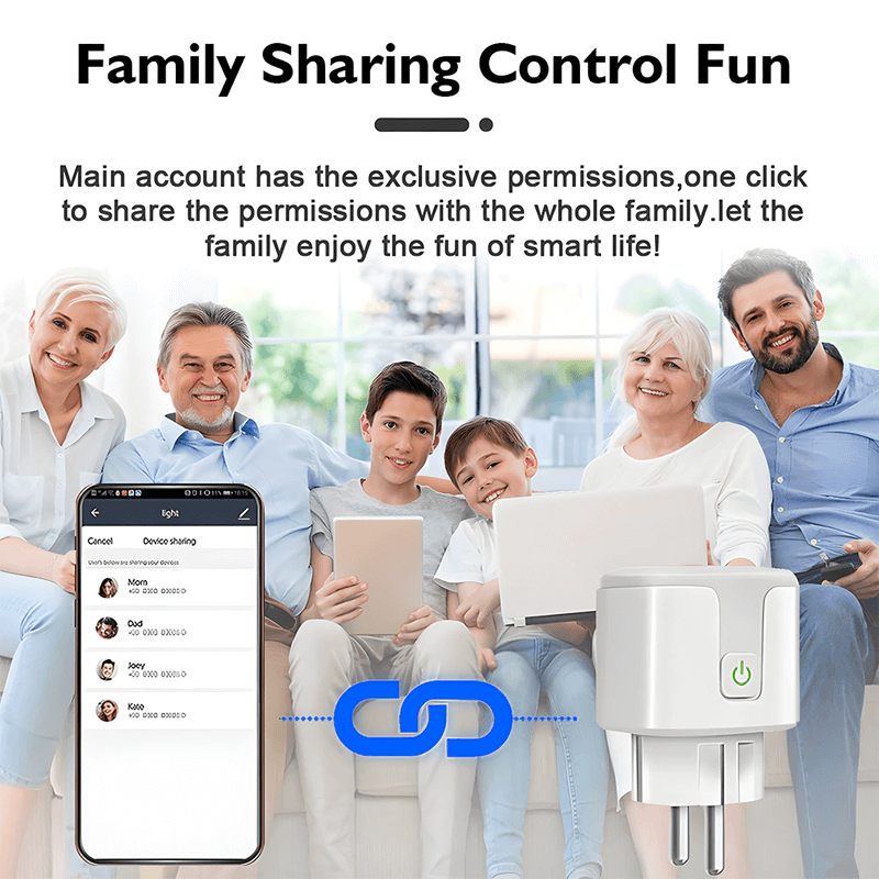 Smart WiFi-Kontakt 16A/20A – Röststyrd Uttagsadapter-Smarta Hem Elkontakt-BB-Hemnix