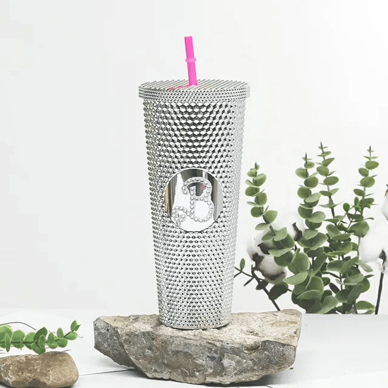 Återanvändbar Mugg med Sugrör 710ml-Personligt-BB-Silver-Hemnix