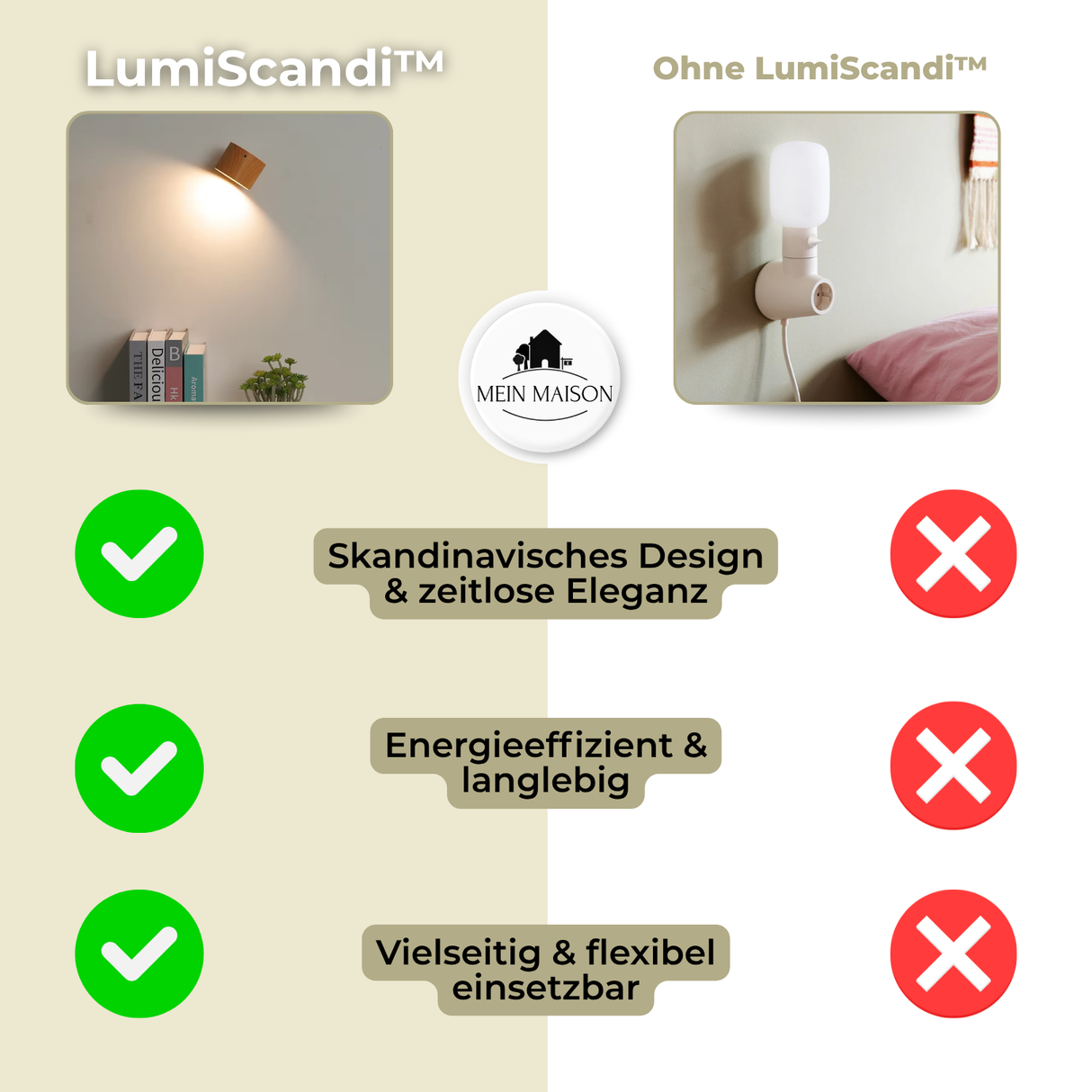 Carvallo LumiScandi | Trådlös & Återuppladdningsbar | Skandinavisk Design | Ekträ Carvallo