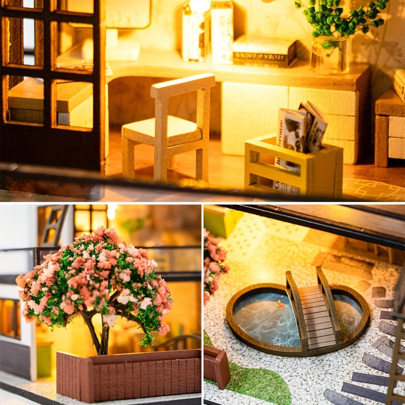 Miniatyr Villa 3D Pussel Kit – Handgjord Modell med LED-belysning och Detaljerad Interiör Carvallo