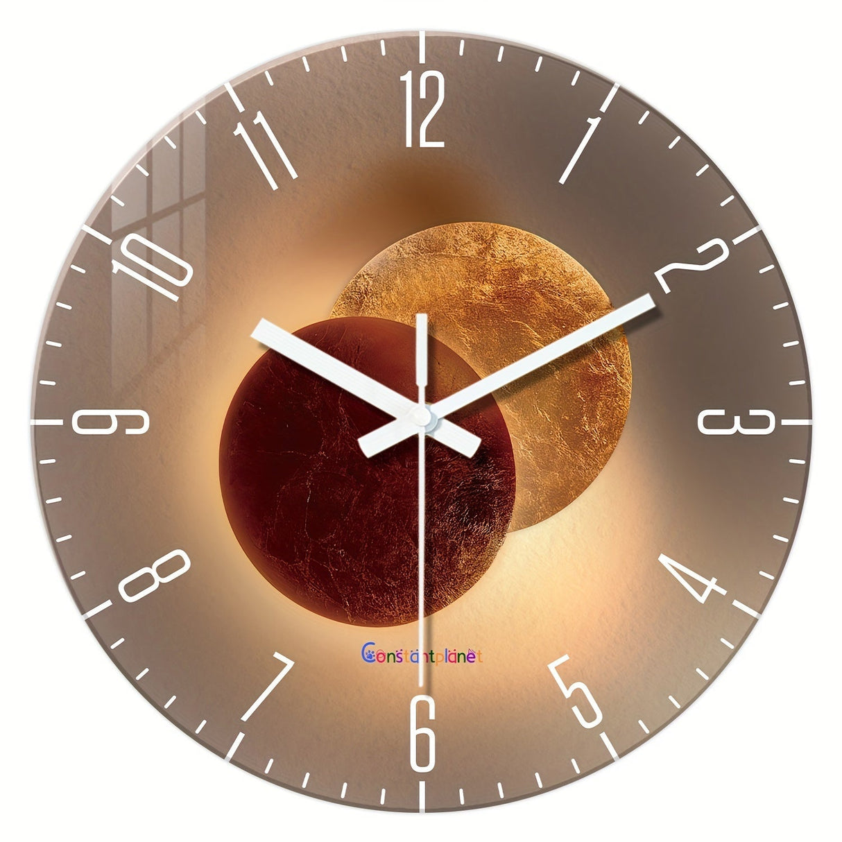 CosmicLight - Tyst Rund Väckarklocka med Planetdesign Carvallo