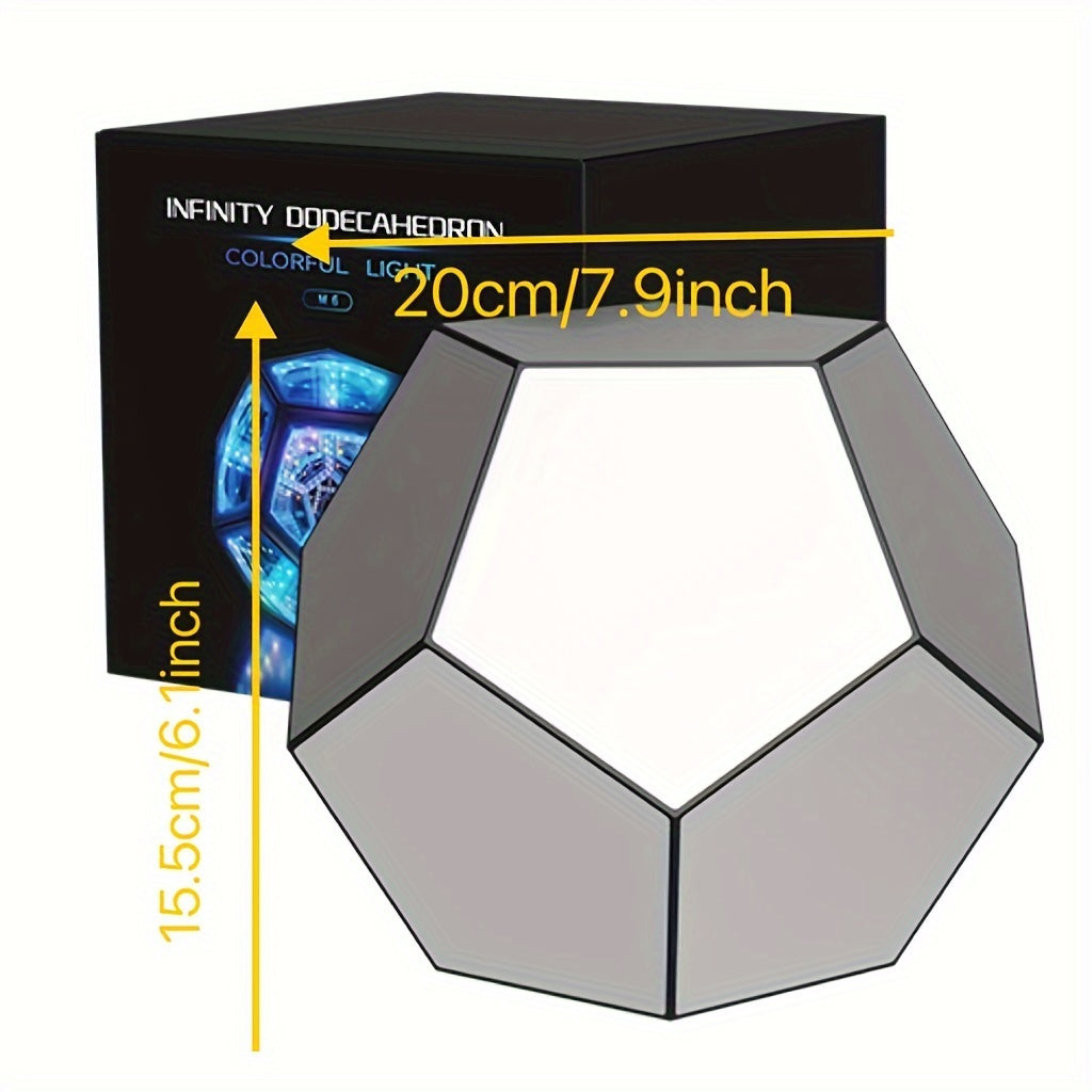 InfinityGlow - Magisk Färgglad Dodekaederlampa med 3D Oändlig Spegel och RGB Belysning Carvallo