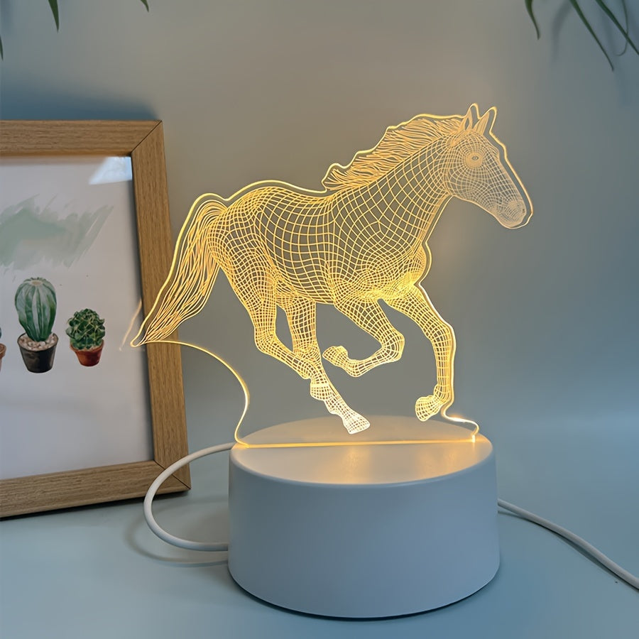 DierenLicht - Geometrisk Häst Nattlampa, USB-driven LED Bordslampa Carvallo