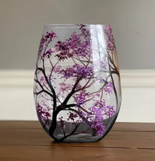 NatureVista – Handmålat glas med intrikata trä- och blomsterdesign Carvallo