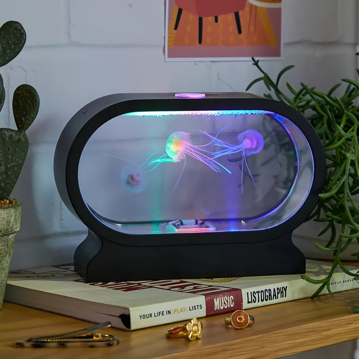 LumiJelly - LED Manet Tafellampa, 3-Färgs Simulering Akvarium Nattlampa, Batteridriven, Dekorativt Ljus Carvallo