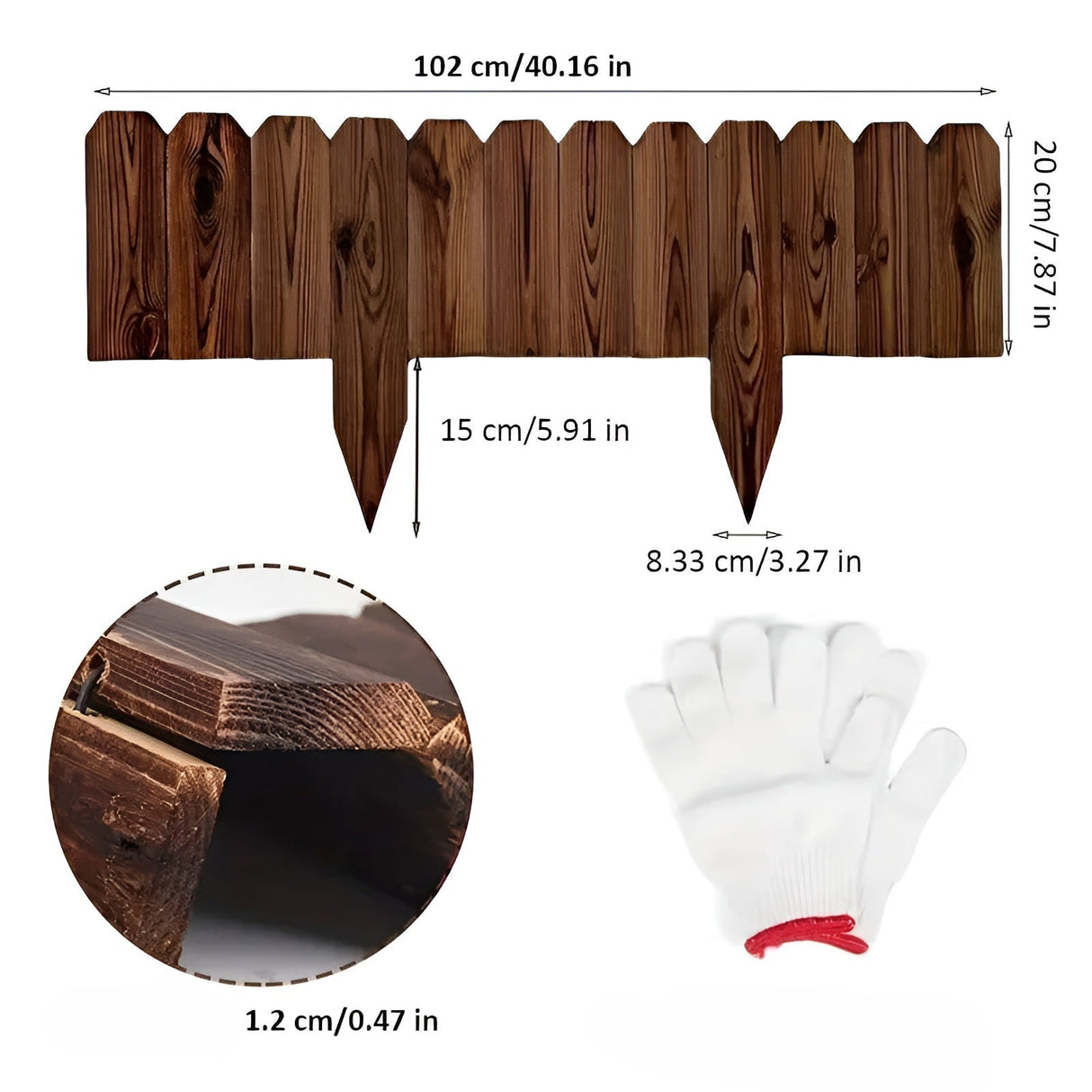 Flexibel trädgårdsstängsel i trä – Dekorativ kant för rabatt för trädgård & terrass Carvallo