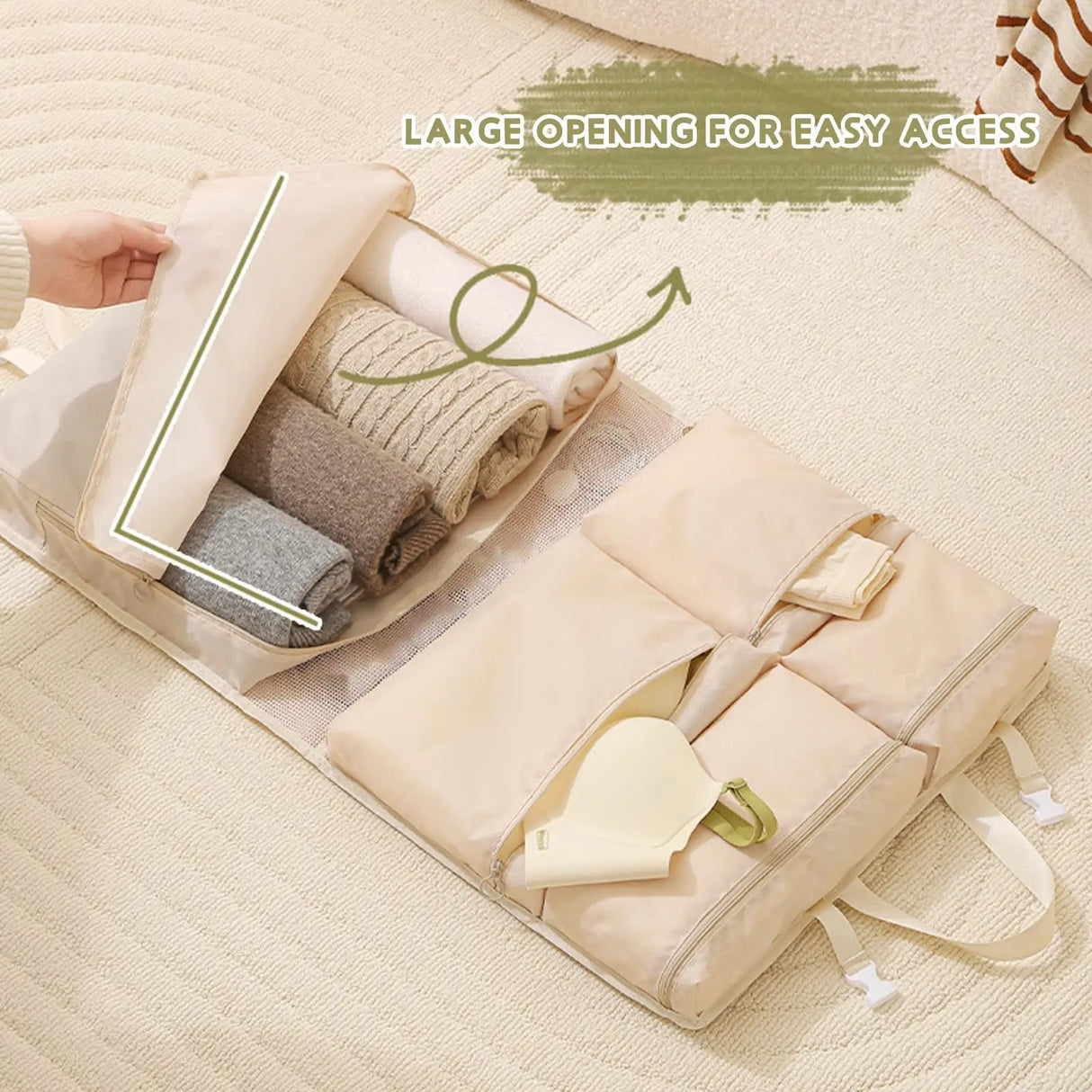 Carvallo Hängande Resväska | Kompakt & Fällbar | Med Flera Fack | Stylig Organisationshjälpare Carvallo