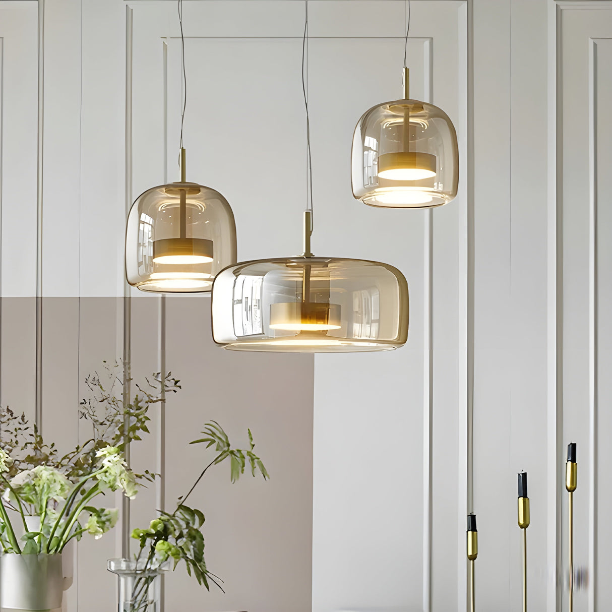 LED-hänglampa i glas - retrodesign med varmt ljus för matsal och kök Carvallo