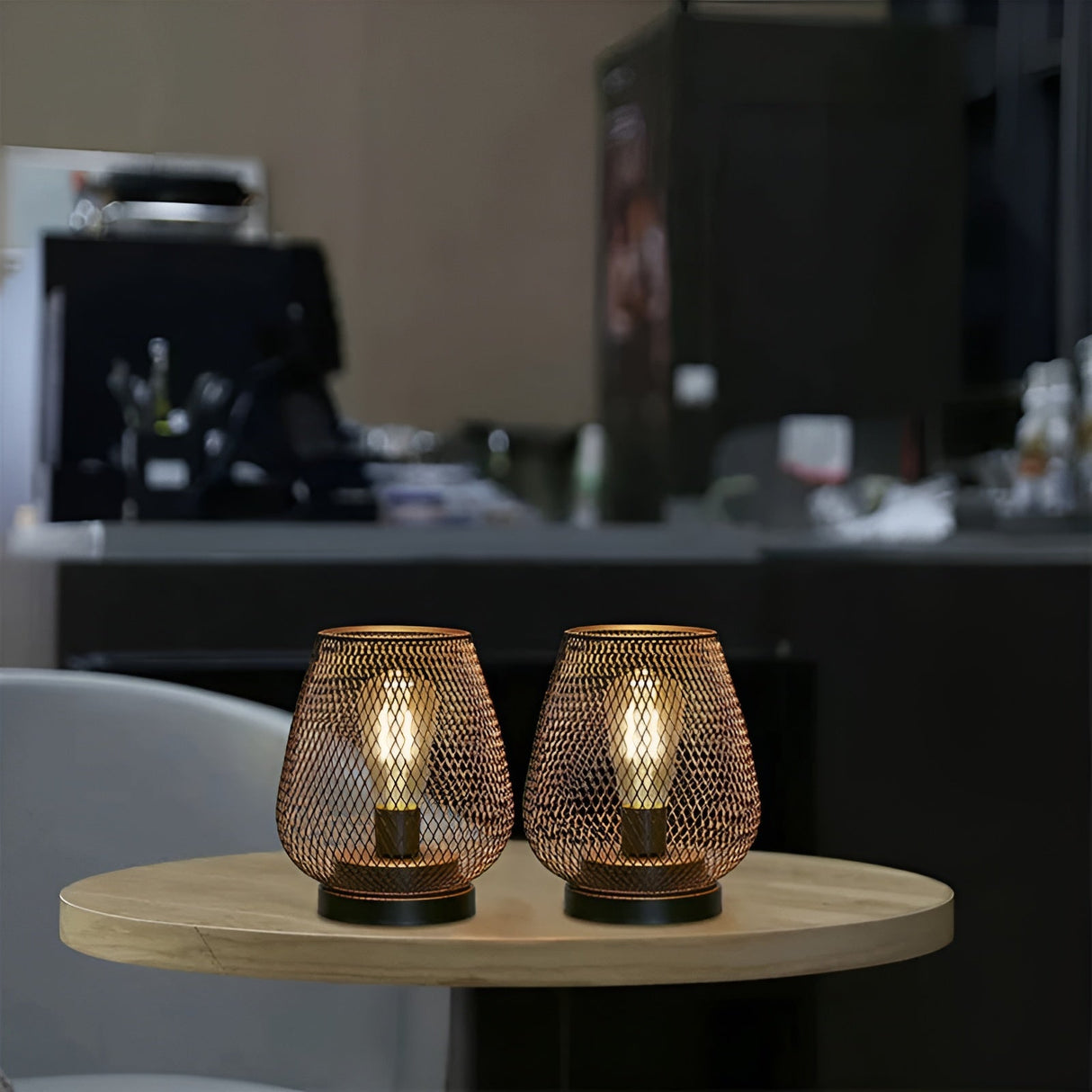 CageLuxe Lampa - Trådlös metallbur LED bordsbelysning Carvallo