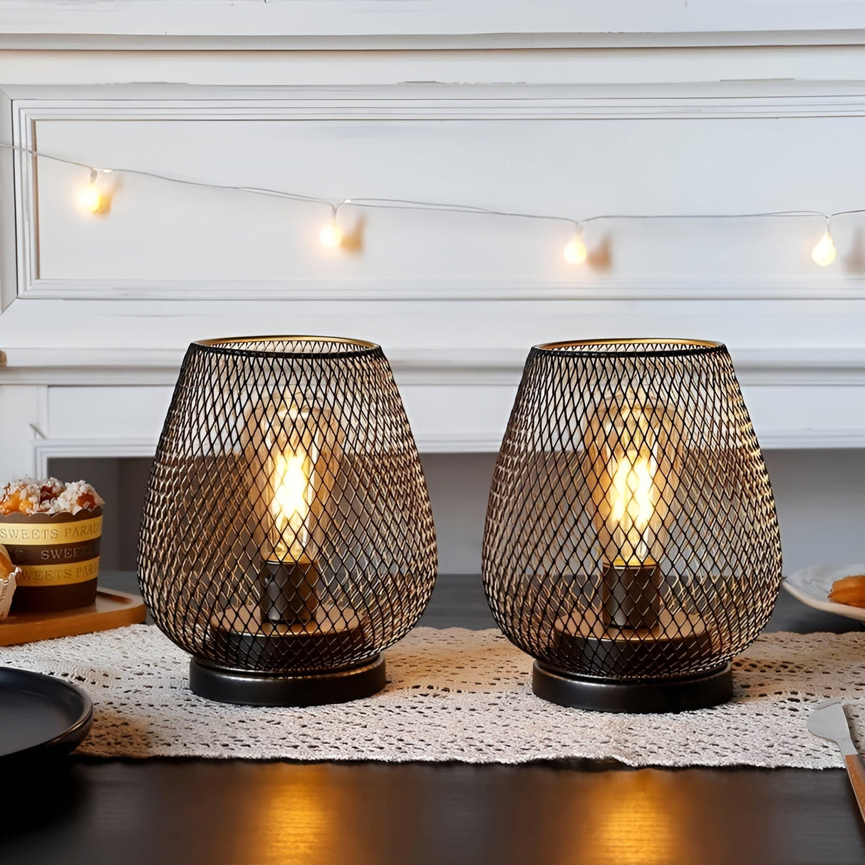 CageLuxe Lampa - Trådlös metallbur LED bordsbelysning Carvallo