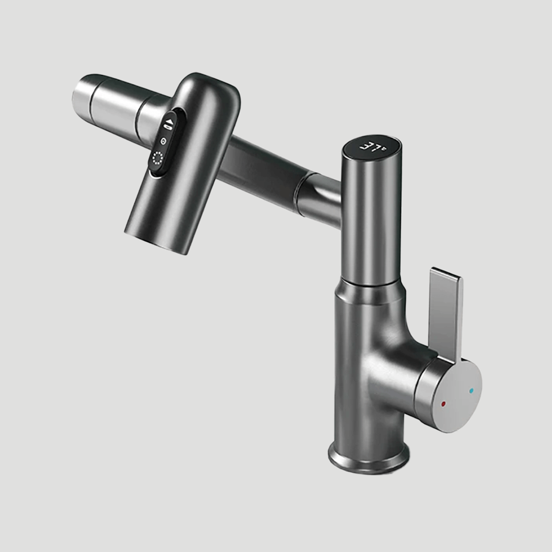 Badrumsblandare Svart Modern Mixer med LED-display Carvallo
