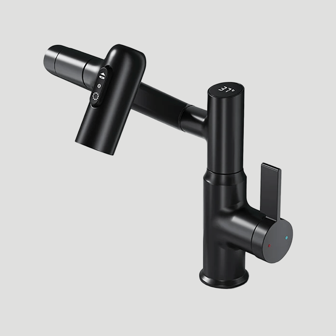Badrumsblandare Svart Modern Mixer med LED-display Carvallo