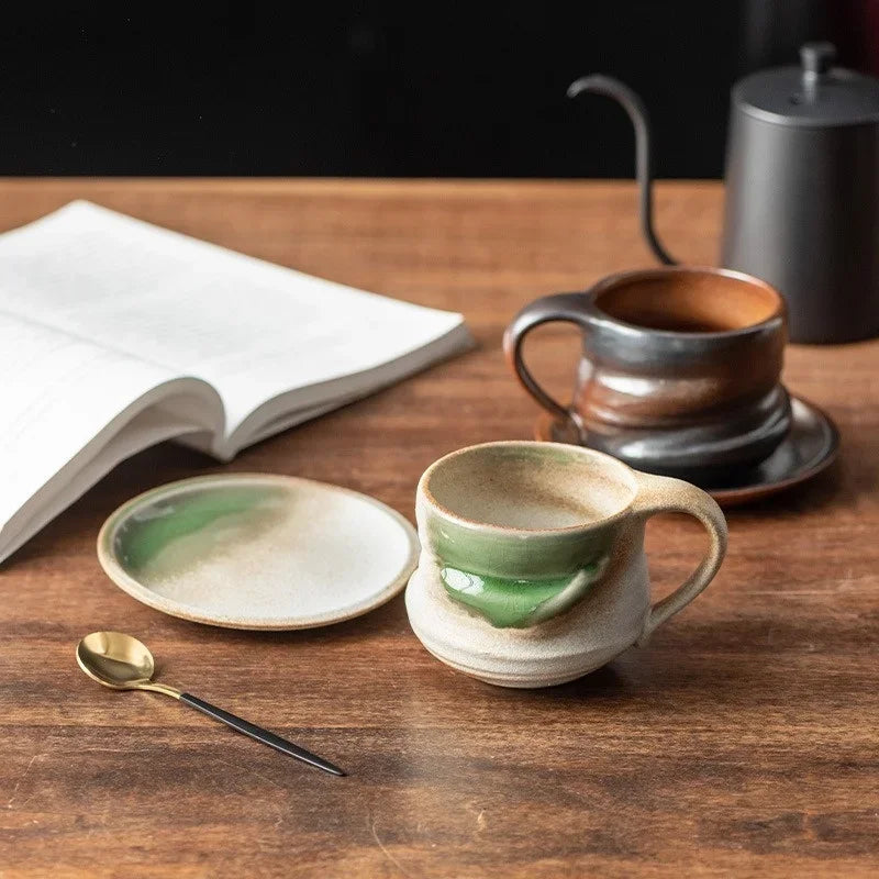 Keramisk Kaffe Muggar & Fat Set | Rika Jordnära Färger | Tegel för Tegel Carvallo