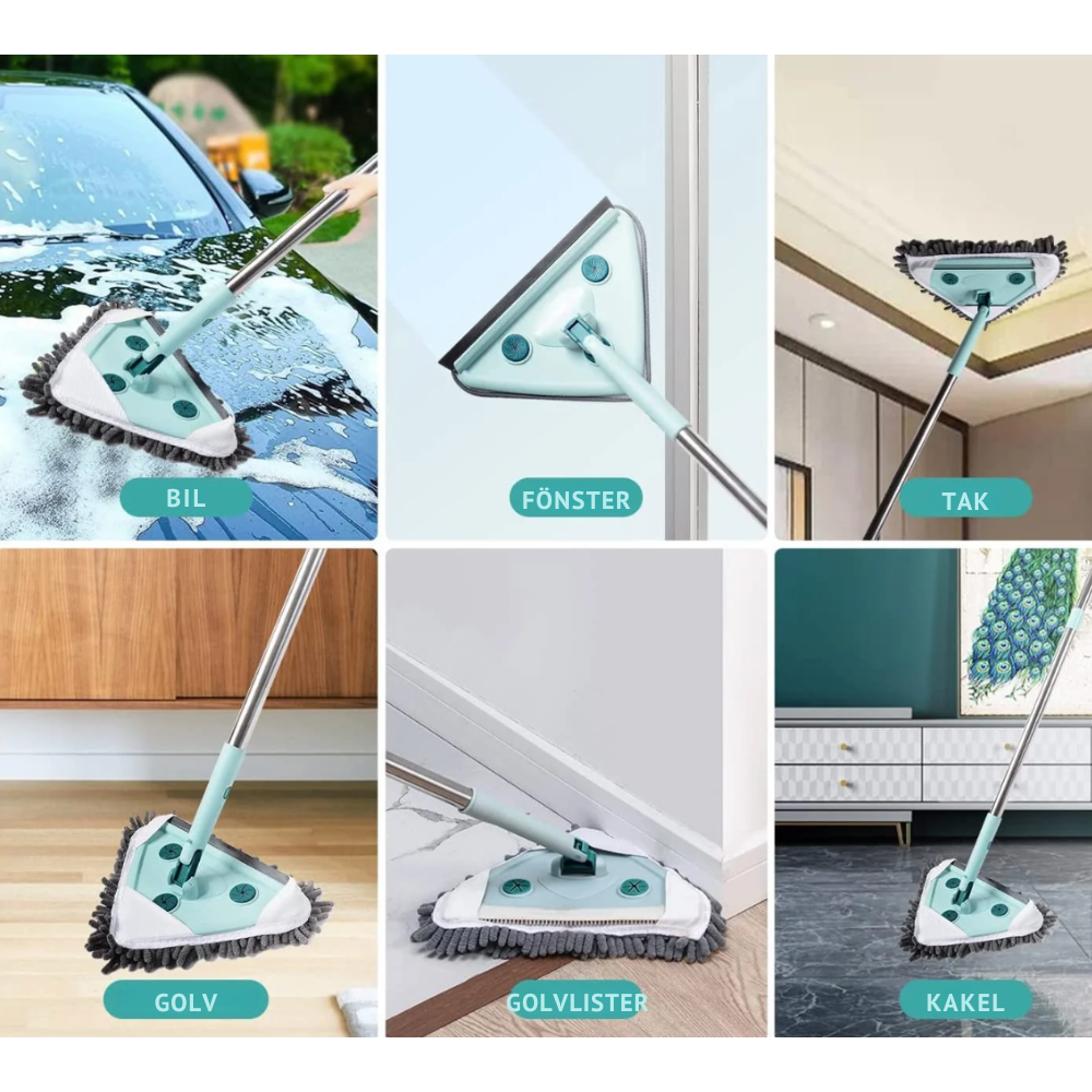 SmartMop 360™ – roterande mopp med självrengöring och justerbart handtag-VaruZ-Hemnix