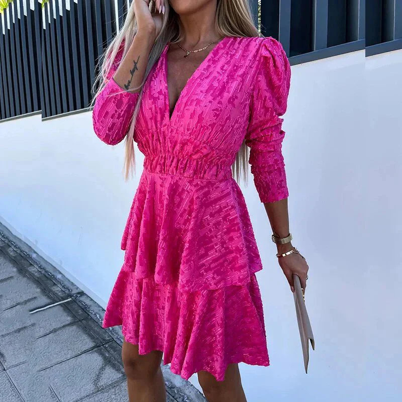 Fina Dam Klänningar Ruffled Elegant Design 100% Polyester Hemnix