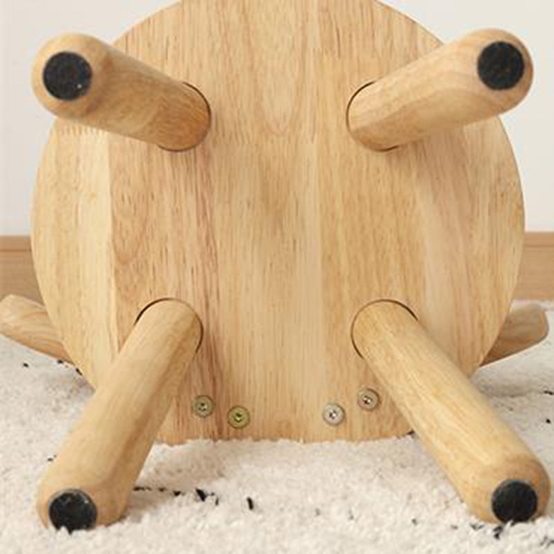 Kreativ barnpall i massivt trä med horn - Rund låg sits med ryggstöd för vardagsrum och entré MILA Sverige