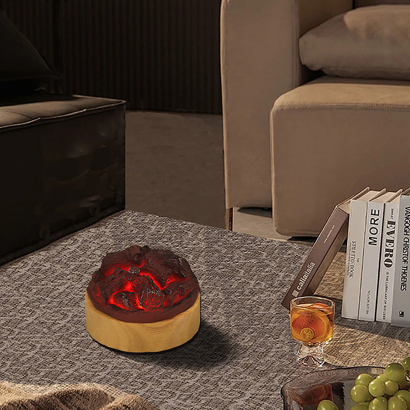 Modern LED-bordslampa – rund trä- och hartsdesign MILA Sverige