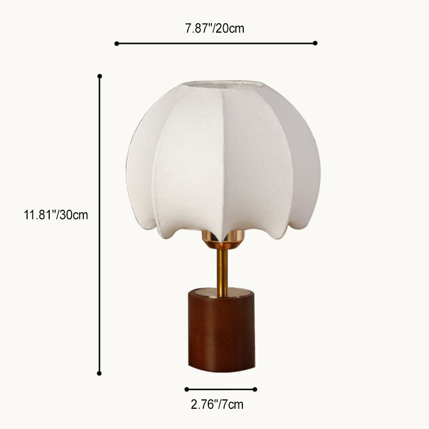 Traditionell kinesisk kupolbordslampa – bladmönster i tyg och trädesign MILA Sverige