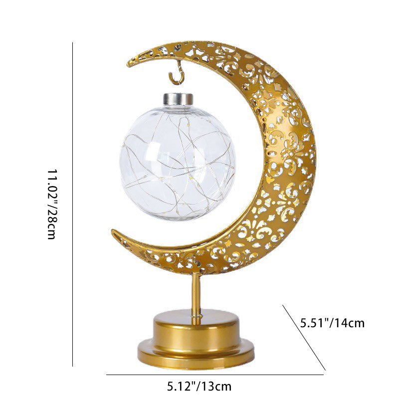 Moon & Star Orb LED-bordslampa – design av glas, järn och rotting MILA Sverige