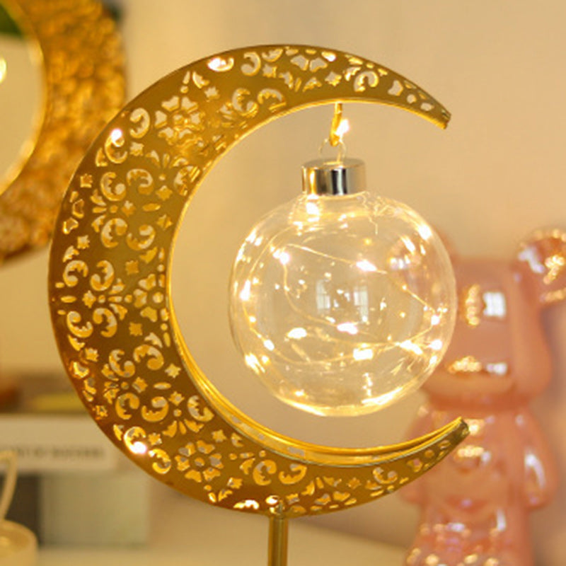 Moon & Star Orb LED-bordslampa – design av glas, järn och rotting MILA Sverige