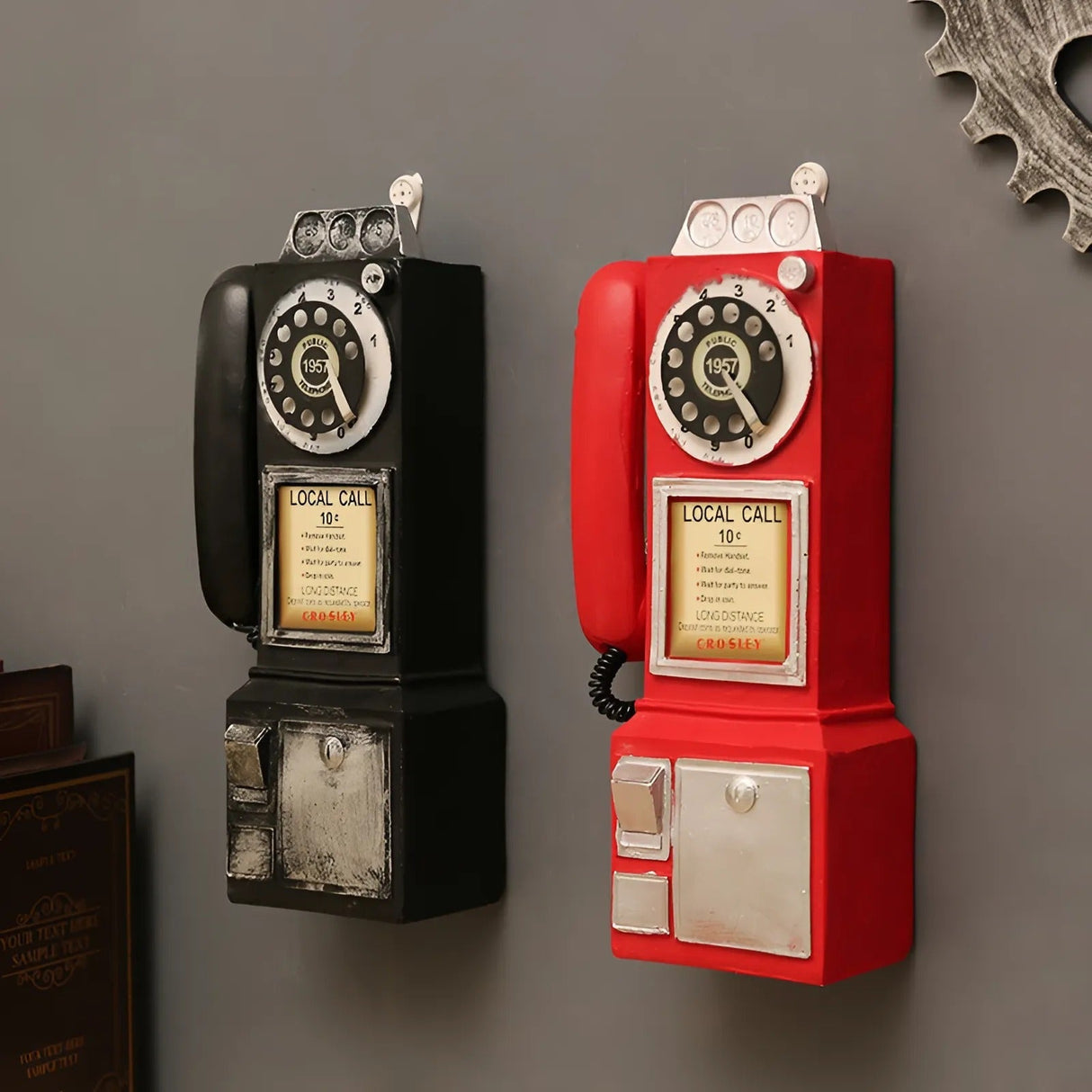 Vintage Telefon Ornament Retro Väggdekoration Carvallo
