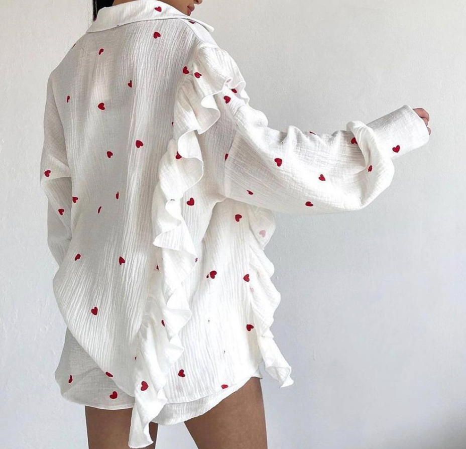 Herrskjorta och Shorts Set Trendig Design 100% Bomull Hemnix