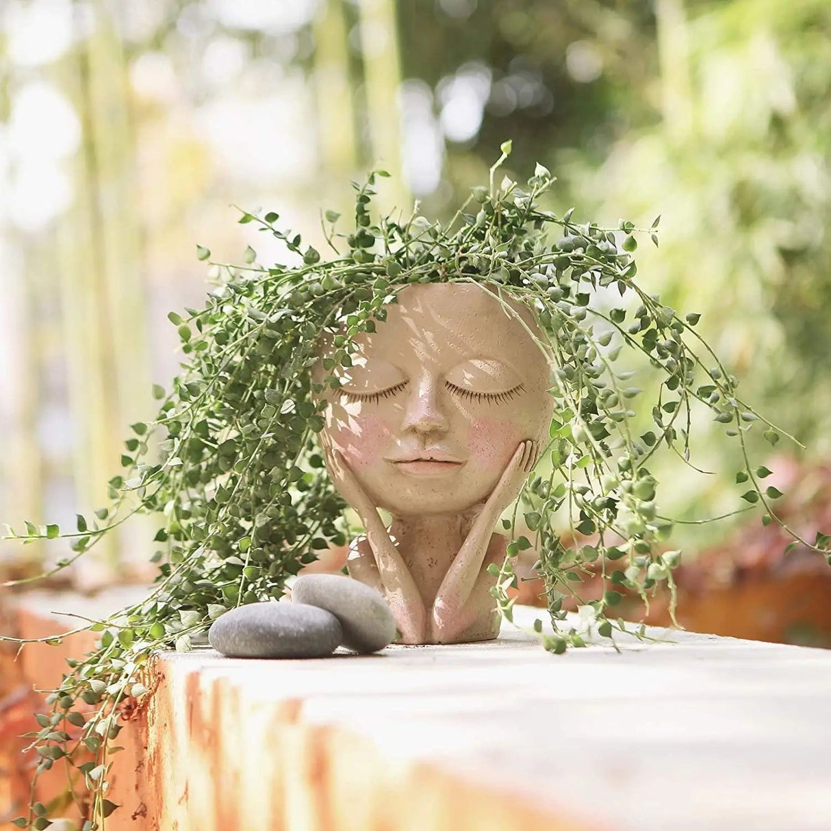 Carvallo – Elegant Resin Plant Pot with Artistic Facial Details Carvallo
