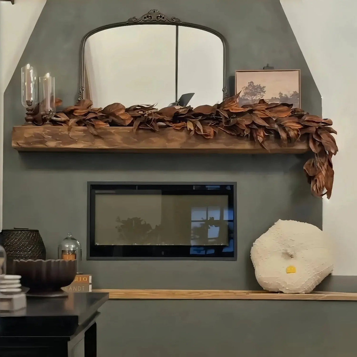 Rustik magnoliabladgirlang – Realistiskt brunt bladverk för höstdekor inomhus och utomhus MILA Sverige