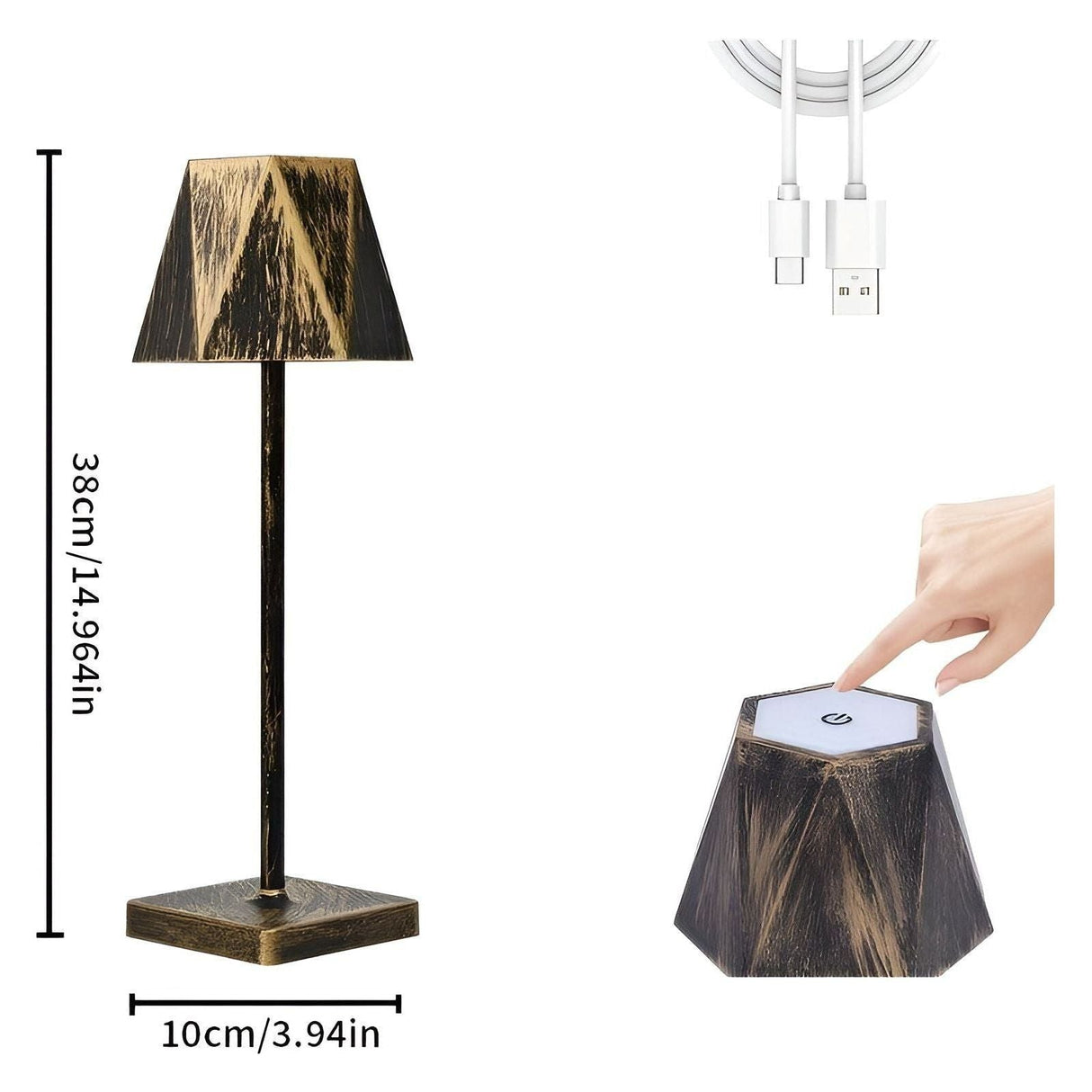 BrightLuxe Lampa - Vintage Återuppladdningsbar Trådlös LED Bordsnummer för Hemmet Carvallo