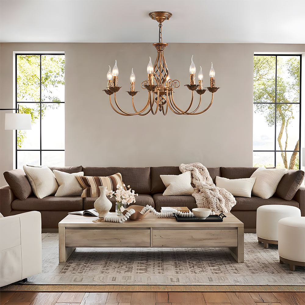 Vintage Bronze Chandlier | 4/6/8 Ljus Matsal Takarmatur i Järn | Brick by Brick Carvallo