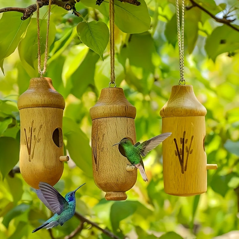 Trä Hängande Kolibri Boande Hus Set Carvallo