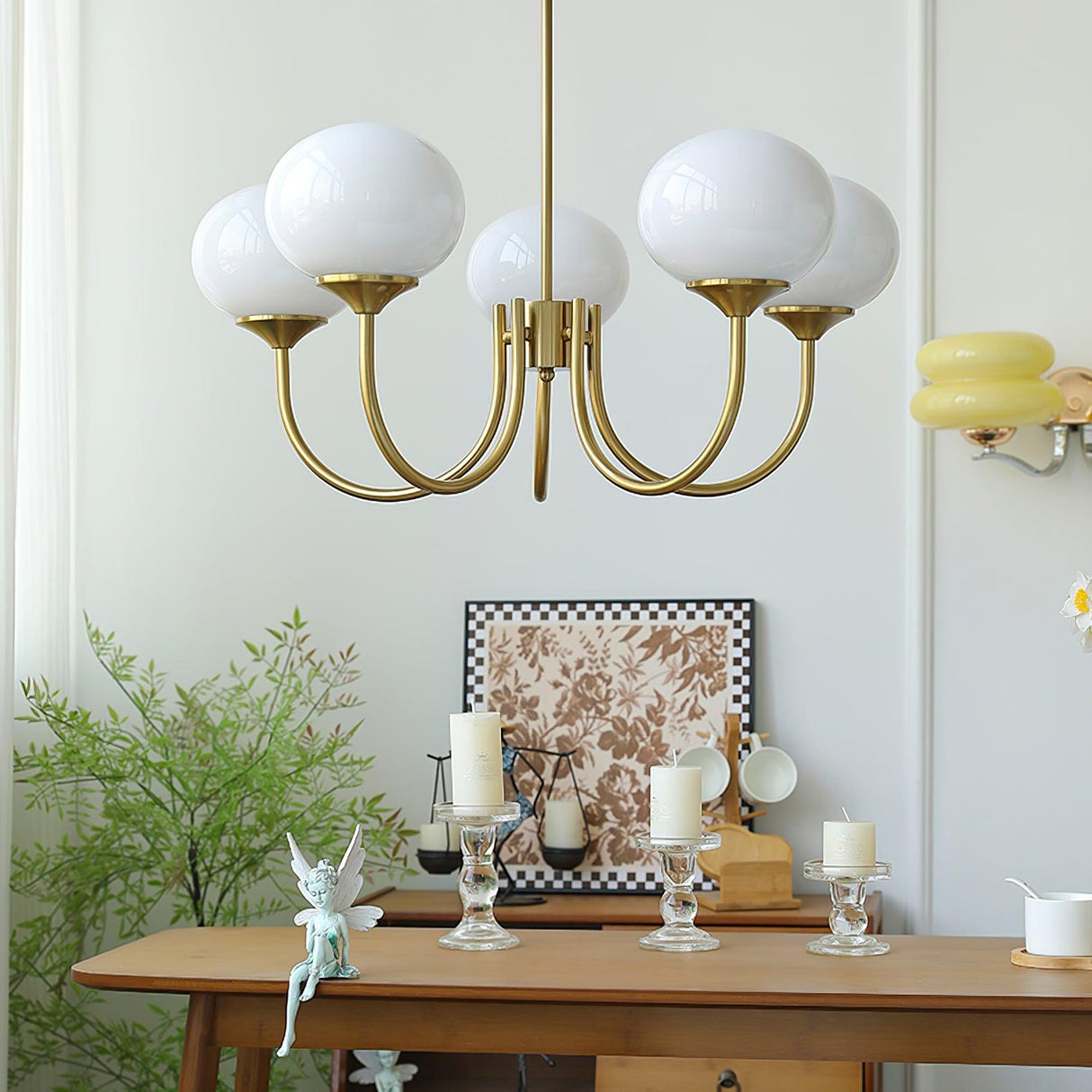 Modern Bubble Chandelier | Rosa Glas & Guld Finish | 19.69" Pendellampa | Stilfull Hem Accent Carvallo