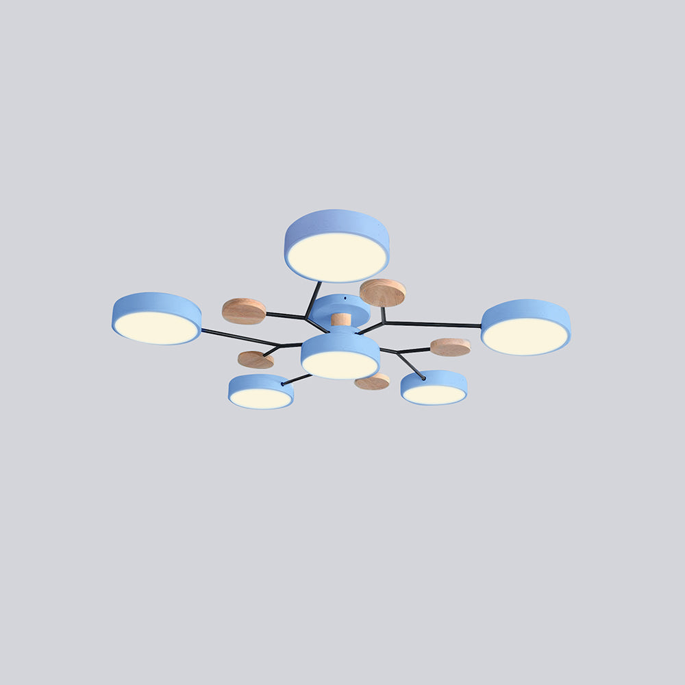 Nutida Rund Järn LED Semi-Flush Kandelaber Carvallo