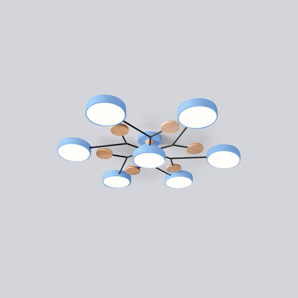 Nutida Rund Järn LED Semi-Flush Kandelaber Carvallo