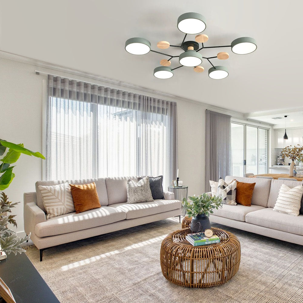 Nutida Rund Järn LED Semi-Flush Kandelaber Carvallo